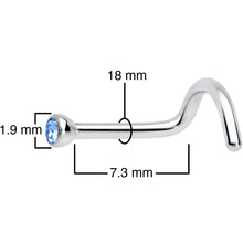 Load image into Gallery viewer, 18G Lt Blue 2mm Grade 23 Titanium Press Fit Left Nose Ring Screw
