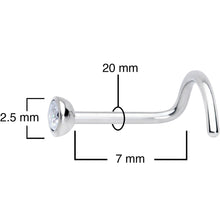 Load image into Gallery viewer, 20G Clear 2.5mm Grade 23 Titanium Press Fit Left Side Nose Screw
