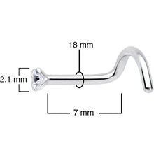 Load image into Gallery viewer, 18G 1/4 Clear 2mm CZ Gem Grade 23 Titanium Left Side Nose Screw
