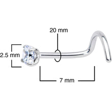 Load image into Gallery viewer, 20G 7mm Clear 2.5mm CZ Gem Grade 23 Titanium Left Side Nose Screw
