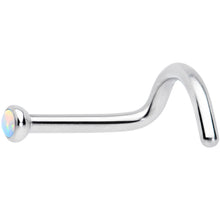 Load image into Gallery viewer, 18G 7mm White 2mm Synthetic Opal Titanium Left Nose Ring Screw
