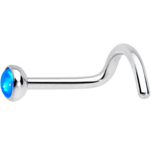 Load image into Gallery viewer, 18G 7mm Blue 3mm Synthetic Opal Titanium Left Nose Ring Screw
