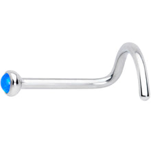 Load image into Gallery viewer, 20G 7mm Blue 2mm Synthetic Opal Titanium Left Nose Ring Screw
