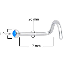 Load image into Gallery viewer, 20G 7mm Blue 2mm Synthetic Opal Titanium Left Nose Ring Screw
