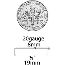 Load image into Gallery viewer, 20G 3/4 White 2mm Synthetic Opal Titanium Fishtail Nose Ring

