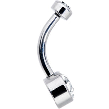 Load image into Gallery viewer, Clear 6mm Titanium Internal Thread Belly Ring Created with Crystals
