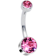 Load image into Gallery viewer, Pink 6mm Titanium Internal Thread Belly Ring Created with Crystals
