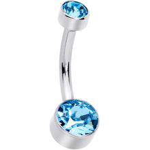 Load image into Gallery viewer, Aqua 6mm Titanium Internal Thread Belly Ring Created with Crystals
