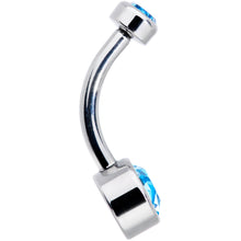 Load image into Gallery viewer, Aqua 6mm Titanium Internal Thread Belly Ring Created with Crystals
