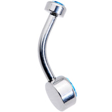 Load image into Gallery viewer, Aqua 6mm Titanium Internal Thread Belly Ring Created with Crystals
