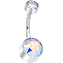 Load image into Gallery viewer, Aurora 8mm Titanium Internal Thread Belly Ring Created with Crystals
