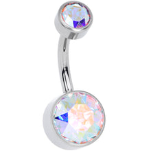 Load image into Gallery viewer, Aurora 8mm Titanium Internal Thread Belly Ring Created with Crystals
