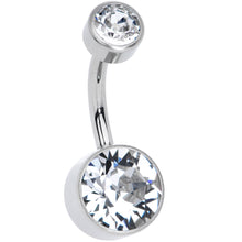 Load image into Gallery viewer, Clear 8mm Titanium Internal Thread Belly Ring Created with Crystals
