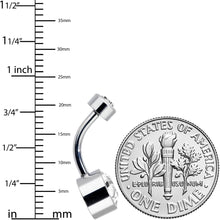 Load image into Gallery viewer, Clear 8mm Titanium Internal Thread Belly Ring Created with Crystals
