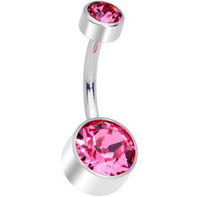 Load image into Gallery viewer, Pink 8mm Titanium Internal Thread Belly Ring Created with Crystals
