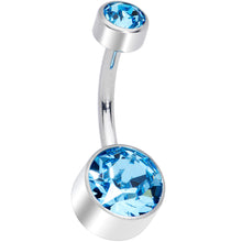 Load image into Gallery viewer, Aqua 8mm Titanium Internal Thread Belly Ring Created with Crystals
