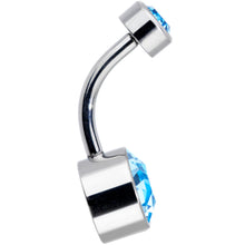 Load image into Gallery viewer, Aqua 8mm Titanium Internal Thread Belly Ring Created with Crystals
