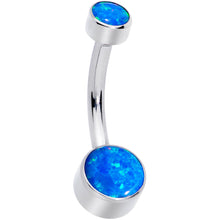 Load image into Gallery viewer, Blue Synthetic Opal Grade 23 Titanium Internal Thread Duo Belly Ring
