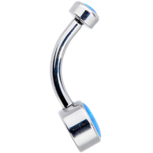 Load image into Gallery viewer, Blue Synthetic Opal Grade 23 Titanium Internal Thread Duo Belly Ring
