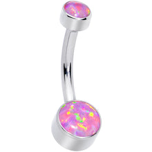 Load image into Gallery viewer, Pink Synthetic Opal Grade 23 Titanium Internal Thread Duo Belly Ring

