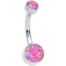 Load image into Gallery viewer, Pink Synthetic Opal Grade 23 Titanium Internal Thread Duo Belly Ring
