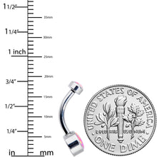Load image into Gallery viewer, Pink Synthetic Opal Grade 23 Titanium Internal Thread Duo Belly Ring
