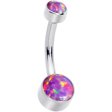 Load image into Gallery viewer, Purple Synthetic Opal Grade 23 Titanium Internal Thread Duo Belly Ring
