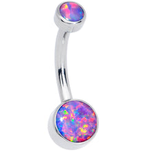 Load image into Gallery viewer, Purple Synthetic Opal Grade 23 Titanium Internal Thread Duo Belly Ring

