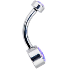 Load image into Gallery viewer, Purple Synthetic Opal Grade 23 Titanium Internal Thread Duo Belly Ring
