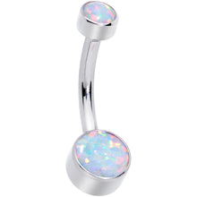 Load image into Gallery viewer, White Synthetic Opal Grade 23 Titanium Internal Thread Duo Belly Ring
