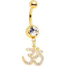 Load image into Gallery viewer, Clear CZ Gem Gold Tone Amazing Om Dangle Belly Ring
