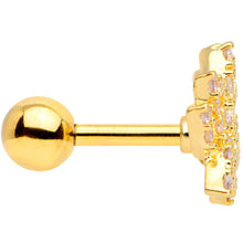 Load image into Gallery viewer, 16G 1/4 Clear CZ Gem Gold Tone Lotus Flower Cartilage Tragus
