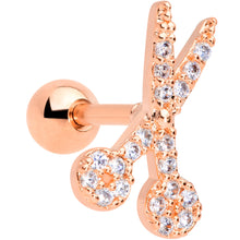 Load image into Gallery viewer, 16G 1/4 Clear CZ Gem Rose Gold Tone Scissors Cartilage Tragus

