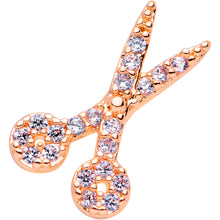 Load image into Gallery viewer, 16G 1/4 Clear CZ Gem Rose Gold Tone Scissors Cartilage Tragus
