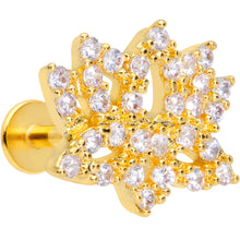 Load image into Gallery viewer, 16G 5/16 Clear CZ Gem Gold Tone Lotus Flower Labret Monroe Tragus
