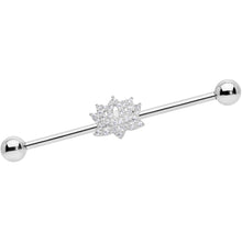 Load image into Gallery viewer, 14G Clear CZ Gem Lotus Flower Industrial Barbell 38mm
