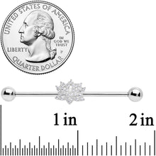 Load image into Gallery viewer, 14G Clear CZ Gem Lotus Flower Industrial Barbell 38mm
