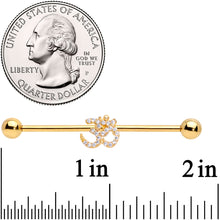 Load image into Gallery viewer, 14G Clear CZ Gem Gold Tone Amazing Om Industrial Barbell 38mm
