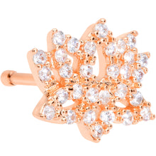 Load image into Gallery viewer, 20G 1/4 Clear CZ Gem Rose Gold Tone Lotus Flower Nose Bone
