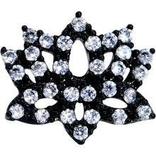 Load image into Gallery viewer, 18G 3/8 Clear CZ Gem Rose Gold Tone Lotus Flower Nose Hoop

