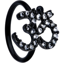 Load image into Gallery viewer, 18G 3/8 Clear CZ Gem Black Amazing Om Nose Hoop
