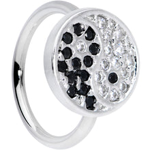 Load image into Gallery viewer, 18G 3/8 Clear Black CZ Gem Yin Yang Nose Hoop
