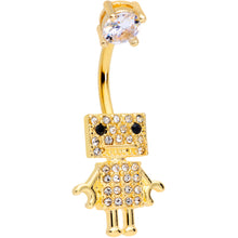 Load image into Gallery viewer, Clear Gem Gold Tone Ritzy Robot Belly Ring
