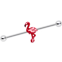 Load image into Gallery viewer, 14G Red Pink Flamingo Industrial Barbell 38mm
