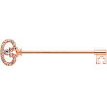 Load image into Gallery viewer, 14G Clear CZ Gem Rose Gold Hue Love Key Industrial Barbell 38mm
