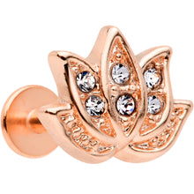 Load image into Gallery viewer, 16G 5/16 Clear Gem Rose Gold Tone Lotus Labret Monroe Tragus
