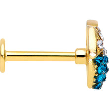 Load image into Gallery viewer, 16G 5/16 Aqua Gem Gold Tone Tropical Drink Labret Monroe Tragus
