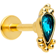 Load image into Gallery viewer, 16G 5/16 Green Gem Gold Tone Teardrop Labret Monroe Tragus
