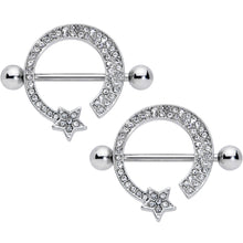 Load image into Gallery viewer, 14G 5/8 Clear Gem Shooting Star Nipple Shield Set
