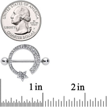 Load image into Gallery viewer, 14G 5/8 Clear Gem Shooting Star Nipple Shield Set

